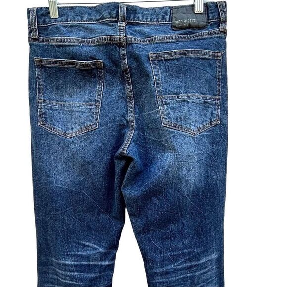 Retrofit Jeans Men's Size 32 X 34 Dark Blue Denim Washed Straight Leg Whiskered - Picture 7 of 15